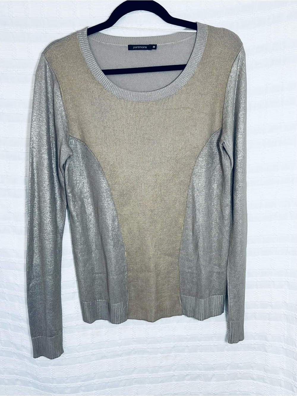 Portmans Silver & Beige Metallic Scoop Neck Sweater